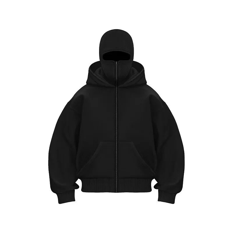 Unisex Full-Mask Winter Hoodie — Thermal Fleece, Warm & Windproof