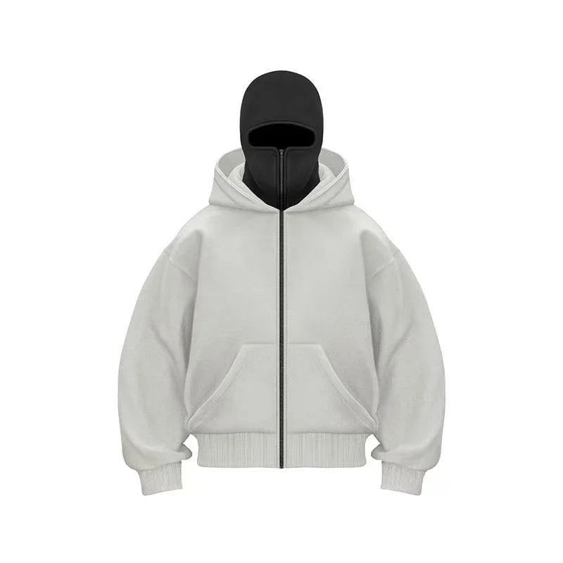 Unisex Full-Mask Winter Hoodie — Thermal Fleece, Warm & Windproof